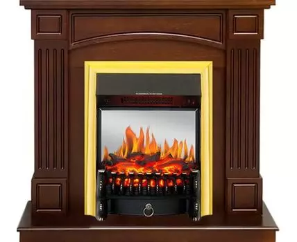 Каминокомплект Boston - Темный дуб (Высота 925см) с очагом Fobos FX M Brass