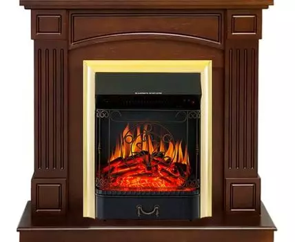 Каминокомплект Boston - Темный дуб (Высота 925см) с очагом Majestic FX Brass