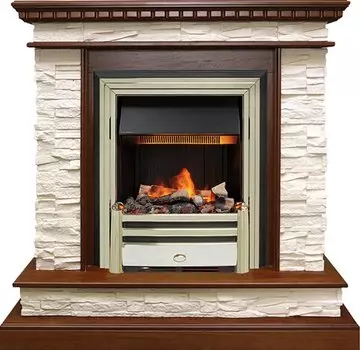 Каминокомплект Calgary - Дуб / Сланец беженый с очагом Cavendish