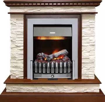 Каминокомплект Calgary - Дуб / Сланец беженый с очагом Danville Chrome FB2