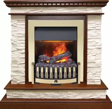 Каминокомплект Calgary - Дуб / Сланец беженый с очагом Danville Brass FB2