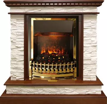 Каминокомплект Calgary - Дуб / Сланец беженый с очагом Atherton