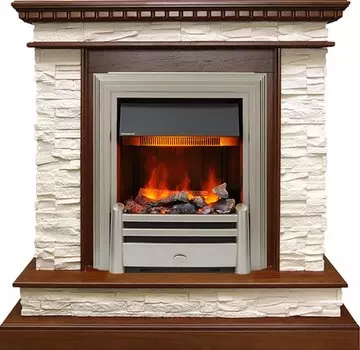 Каминокомплект Calgary - Дуб / Сланец беженый с очагом Chesford