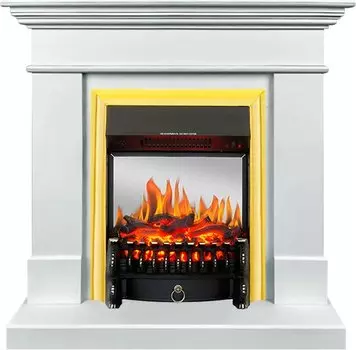 Каминокомплект California SFT - Белый с очагом Fobos FX M Brass