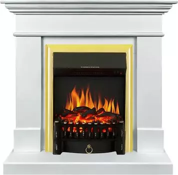 Каминокомплект California SFT - Белый с очагом Fobos FX Brass