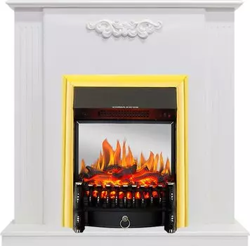 Каминокомплект Capri - Белое дерево делюкс с очагом Fobos FX M Brass