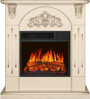 Каминокомплект Chester Wood - Алебастр темная патина с очагом Vision 18 LED FX