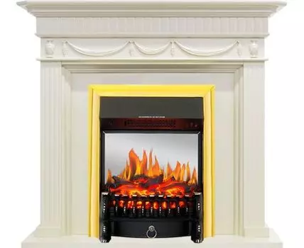 Каминокомплект Corfu - Слоновая кость с очагом Fobos FX M Brass