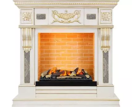 Каминокомплект Corsica - Белый шоколад с очагом Cassette 600 LNH-INT (с дровами)