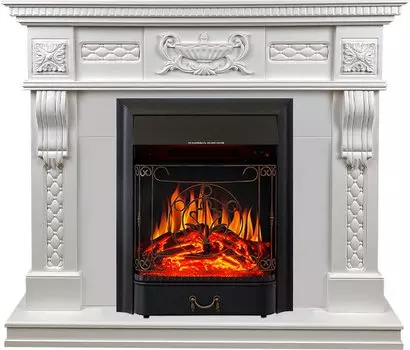 Каминокомплект Corsica - Матовый белый (Ширина 1100) с очагом Majestic FX Black