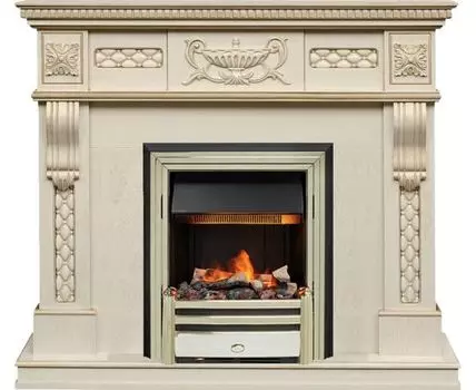 Каминокомплект Corsica - Слоновая кость с патиной (Ширина 1100) с очагом Cavendish