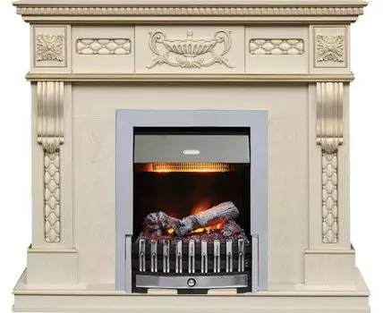 Каминокомплект Corsica - Слоновая кость с патиной (Ширина 1100) с очагом Danville Chrome FB2