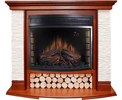 Каминокомплект Country - Орех/Сланец белый с очагом Dioramic 28 LED FX