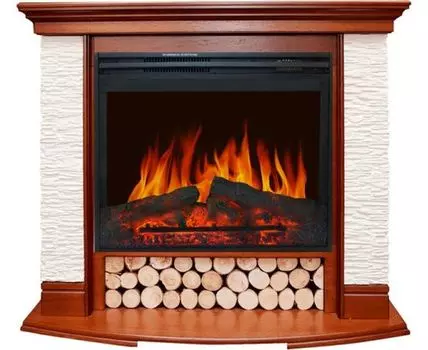 Каминокомплект Country - Орех/Сланец белый с очагом Jupiter FX New