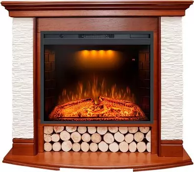 Каминокомплект Country - Орех/Сланец белый с очагом Emerald 28