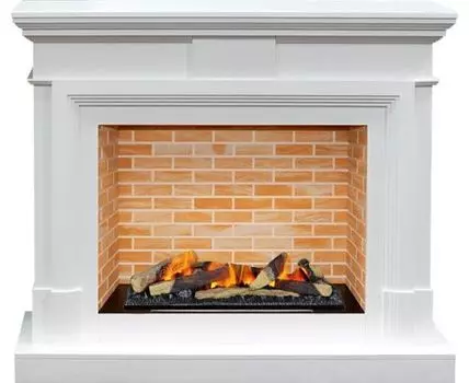 Каминокомплект Coventry - Белый / Кирпич с очагом Cassette 600 LNH-INT (с дровами)