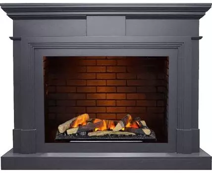 Каминокомплект Coventry - Серый графит / Кирпич с очагом Cassette 600 LNH-INT (с дровами)