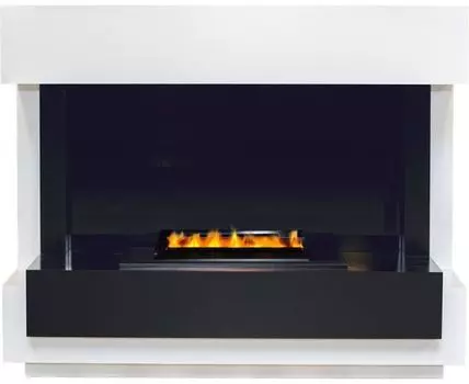 Каминокомплект Cube - Белый с черным с очагом Cassette 400 LNH-INT PS (без дров)