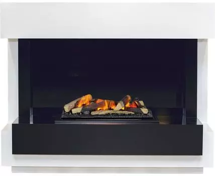 Каминокомплект Cube - Белый с черным с очагом Cassette 600 LNH-INT (с дровами)