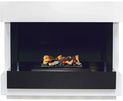 Каминокомплект Cube - Белый с черным с очагом Cassette 400 LNH-INT (с дровами)