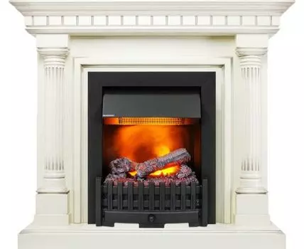 Каминокомплект Dallas - Слоновая кость с патиной с очагом Danville Black FB2