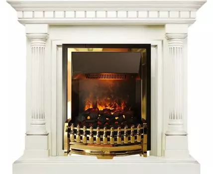 Каминокомплект Dallas - Слоновая кость с патиной с очагом Atherton
