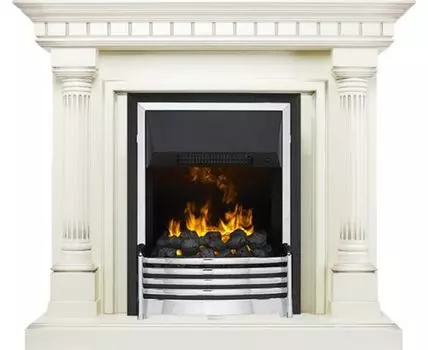 Каминокомплект Dallas - Слоновая кость с патиной с очагом Flagstaff