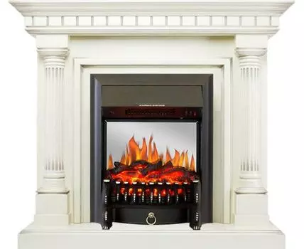 Каминокомплект Dallas - Слоновая кость с патиной с очагом Fobos FX M Black