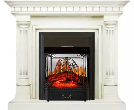 Каминокомплект Dallas - Слоновая кость с патиной с очагом Majestic FX M Black