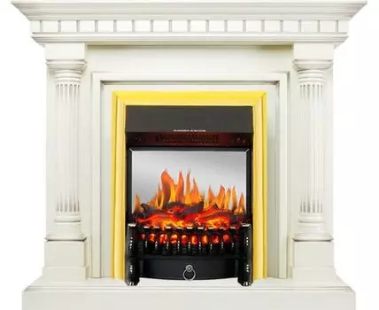 Каминокомплект Dallas - Слоновая кость с патиной с очагом Fobos FX M Brass