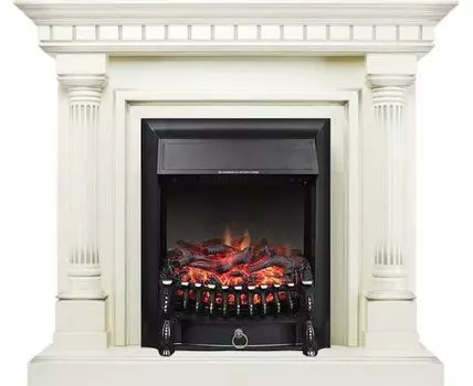 Каминокомплект Dallas - Слоновая кость с патиной с очагом Fobos FX Black