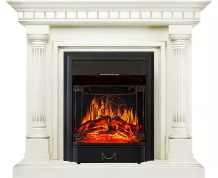 Каминокомплект Dallas - Слоновая кость с патиной с очагом Majestic FX Black