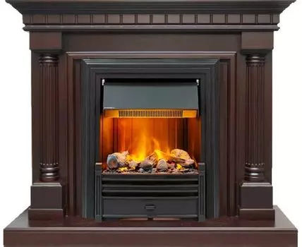 Каминокомплект Dallas - Темный дуб с очагом Brookline Black