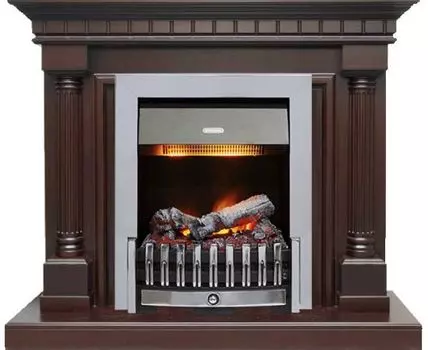 Каминокомплект Dallas - Темный дуб с очагом Danville Chrome FB2