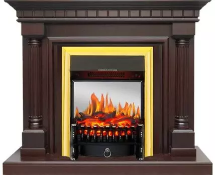 Каминокомплект Dallas - Темный дуб с очагом Fobos FX M Brass