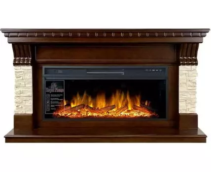 Каминокомплект Denver - Темный дуб / Бежевый (Ширина 1500 мм) с очагом Vision 42 LOG LED