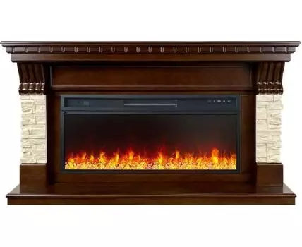 Каминокомплект Denver - Темный дуб / Бежевый (Ширина 1500 мм) с очагом Vision 42 LED