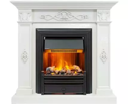 Каминокомплект Derby - Белый дуб с очагом Brookline Black