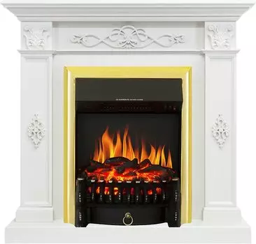 Каминокомплект Derby - Белый дуб с очагом Fobos FX Brass