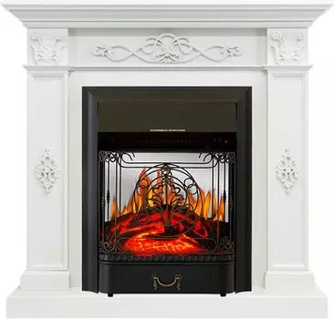 Каминокомплект Derby - Белый дуб с очагом Majestic FX M Black
