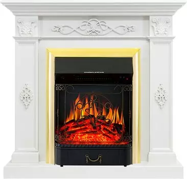 Каминокомплект Derby - Белый дуб с очагом Majestic FX Brass