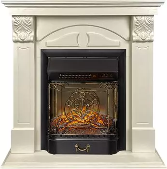 Каминокомплект Dublin (деревянный) RUSTIC (Разборный) - Слоновая кость с очагом Majestic FX M Black RC