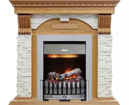 Каминокомплект Dublin - Дуб / Сланец белый с очагом Danville Chrome FB2