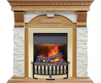 Каминокомплект Dublin - Дуб / Сланец белый с очагом Danville Brass FB2