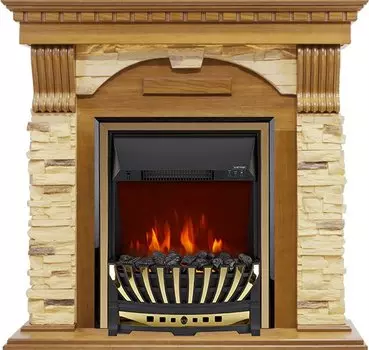 Каминокомплект Dublin - Дуб / Сланец с очагом Aspen Gold