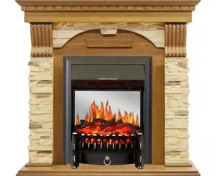 Каминокомплект Dublin - Дуб / Сланец с очагом Fobos FX M Black
