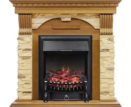 Каминокомплект Dublin - Дуб / Сланец с очагом Fobos FX Black