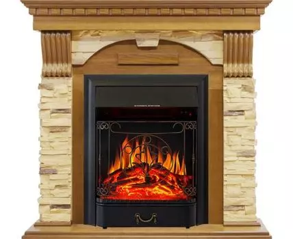 Каминокомплект Dublin - Дуб / Сланец с очагом Majestic FX Black