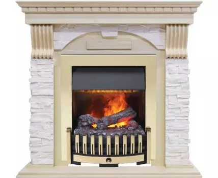 Каминокомплект Dublin - Слоновая кость с патиной / Сланец крем с очагом Danville Brass FB2