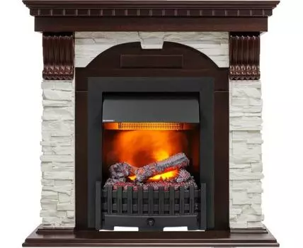 Каминокомплект Dublin - Темный дуб / Сланец белый с очагом Danville Black FB2